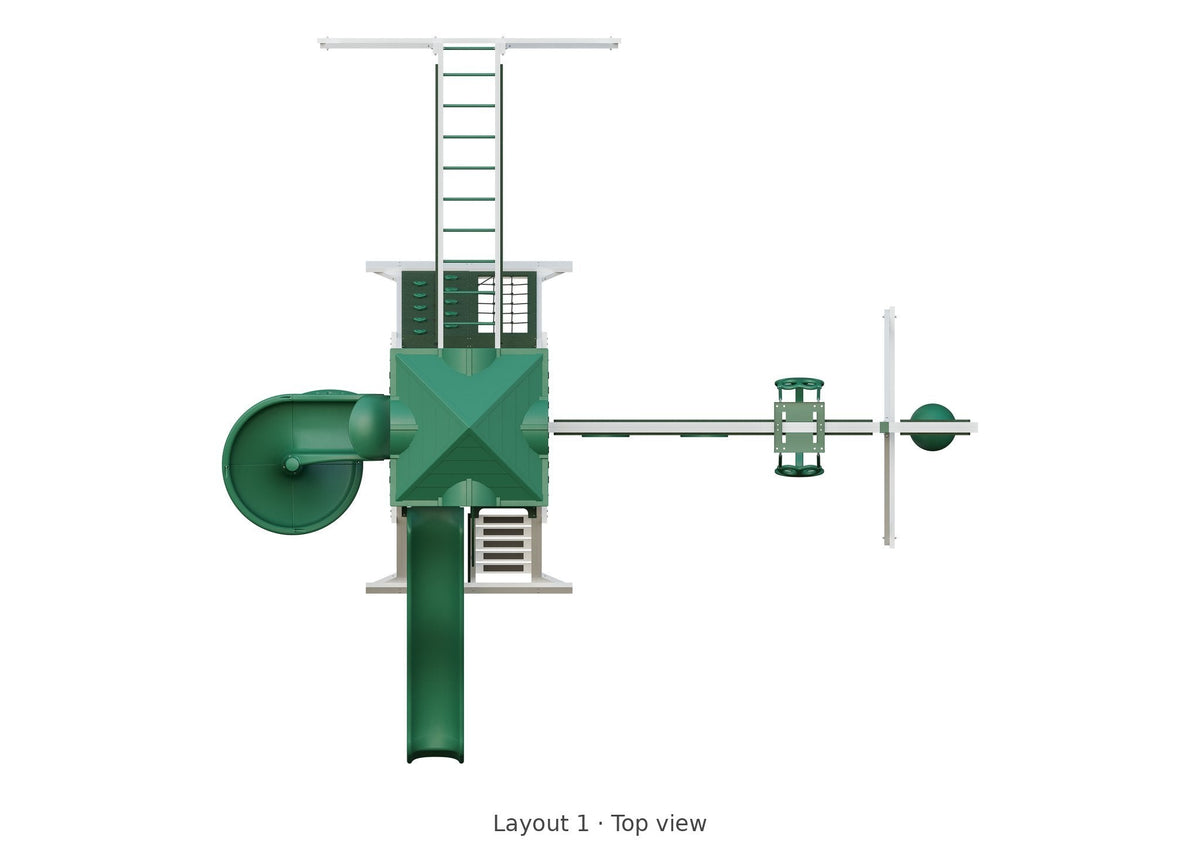 Amish Avalanche Vinyl Playset & Swing Set Kit – Layout 1, top view