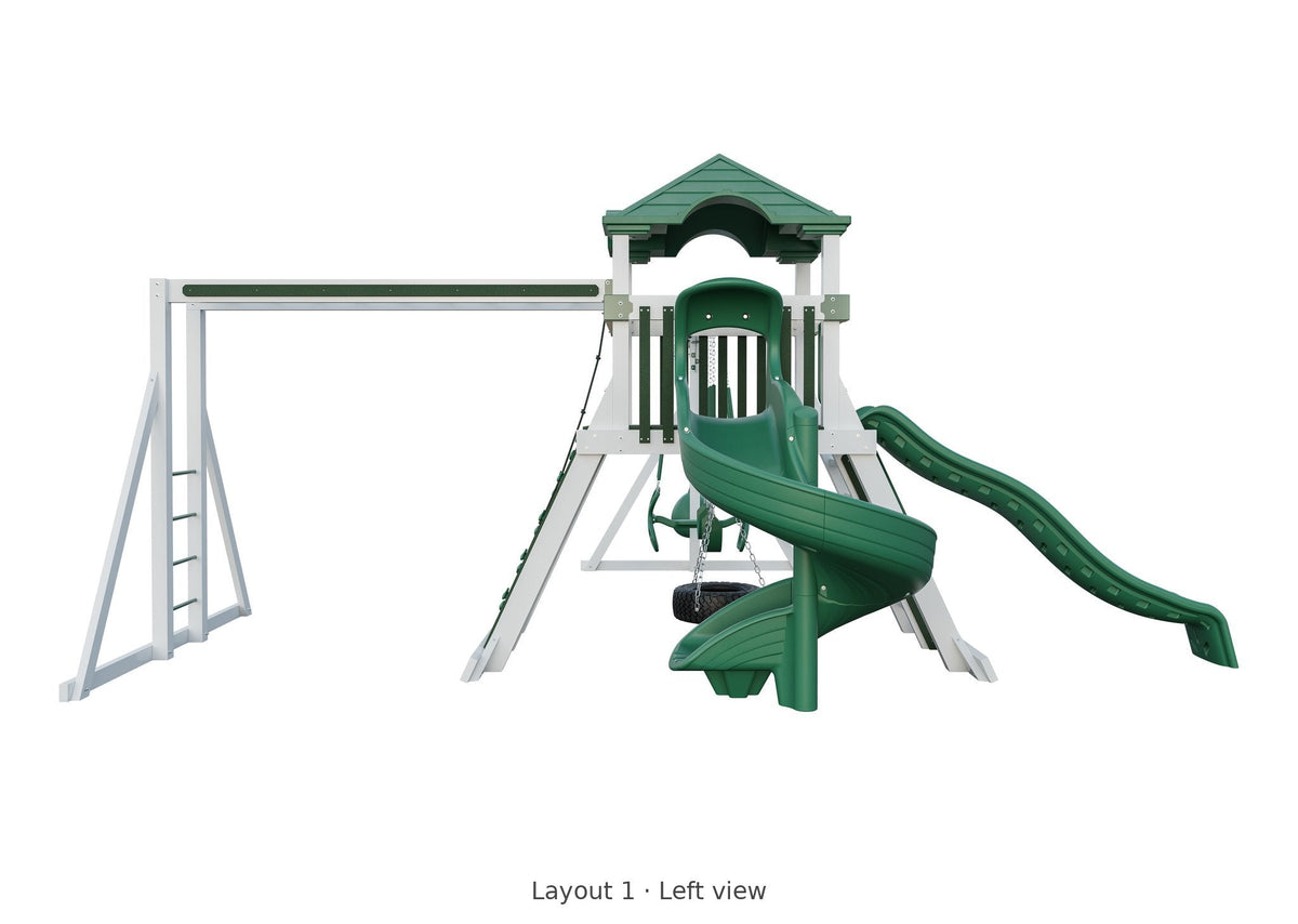 Amish Avalanche Vinyl Playset & Swing Set Kit – Layout 1, left view