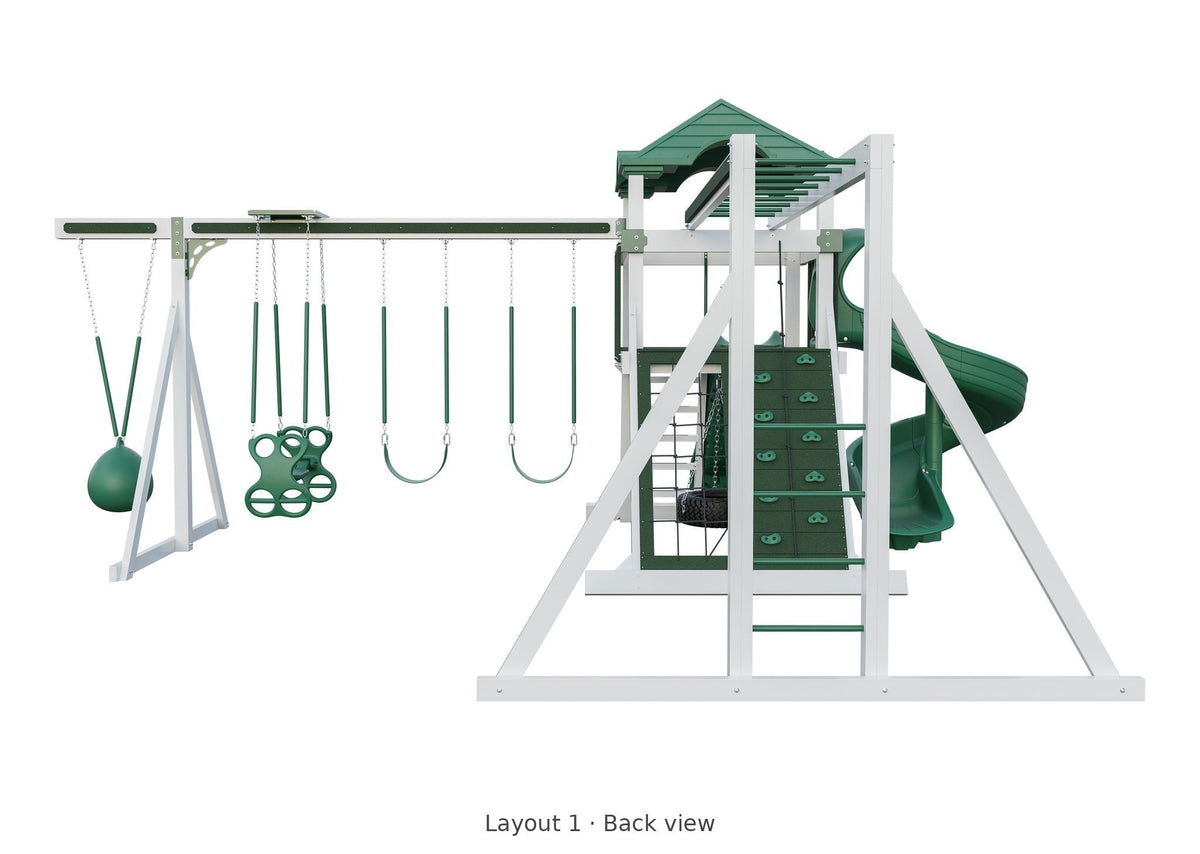 Amish Avalanche Vinyl Playset & Swing Set Kit – Layout 1, back view