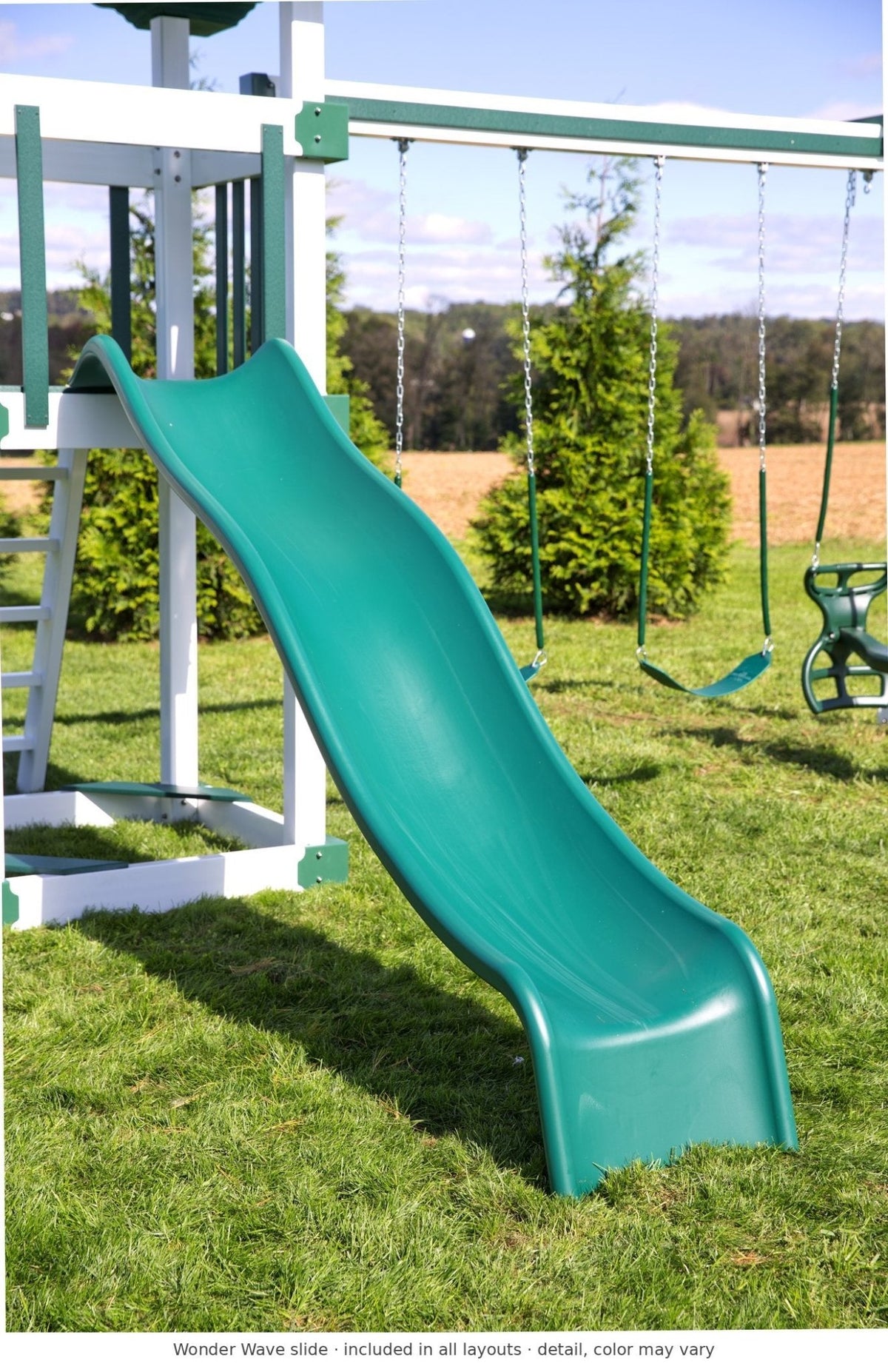 Wonder Wave slide detail – included in all layouts of the Avalanche Vinyl Playset & Swing Set Kit