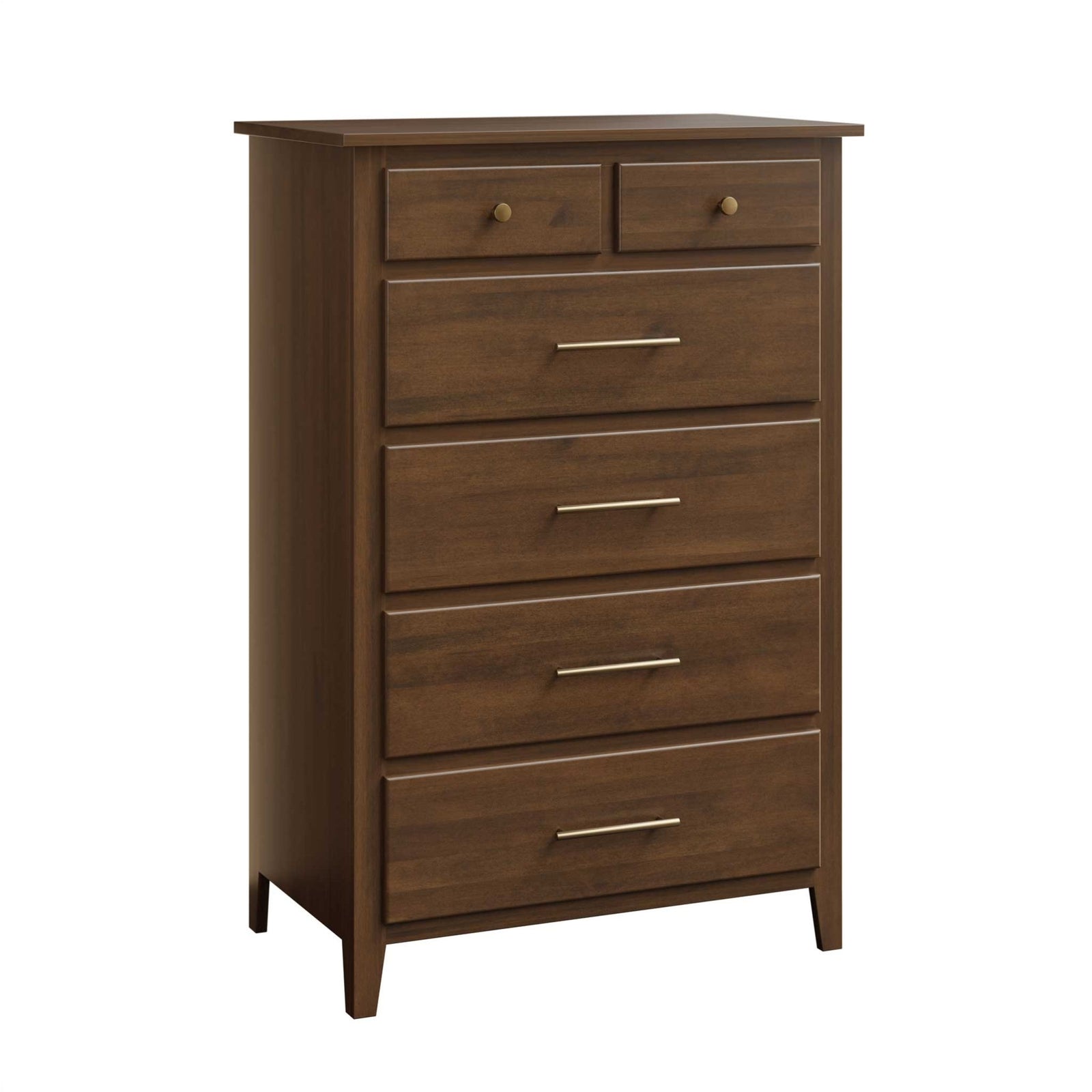 Amish Bel Air 6-Drawer Solid Wood Chest of Drawers shown in the bedroom of a transitional home