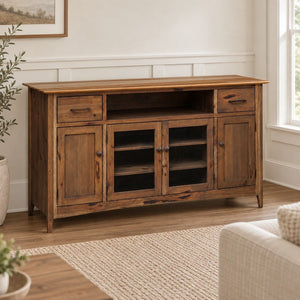 Amish Belleville Shaker Style Solid Wood 65" 4-Door Entertainment Center