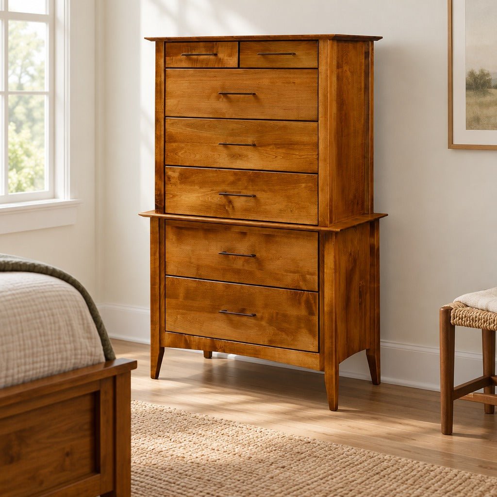 Amish Belleville Shaker Style Solid Wood Chest on Chest