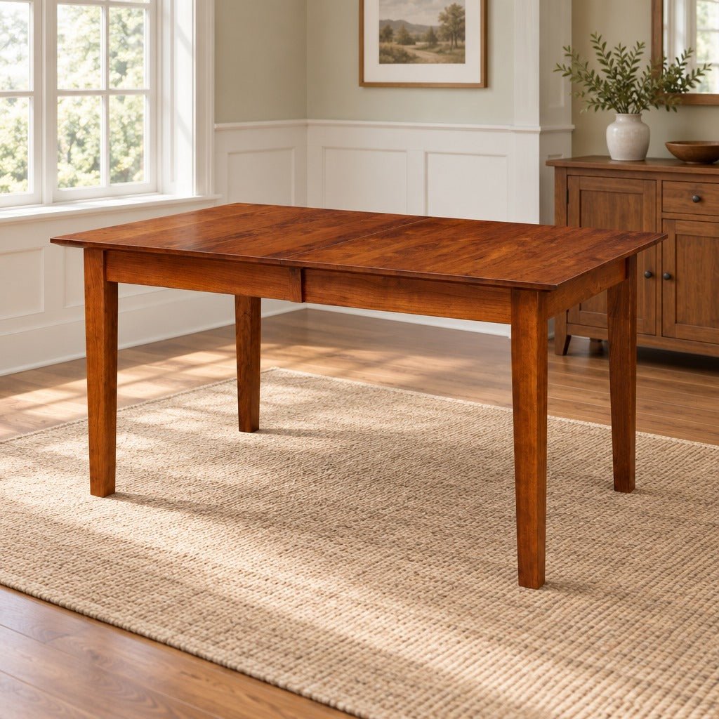 Amish Belleville Shaker Style Solid Wood Extendable Dining Table