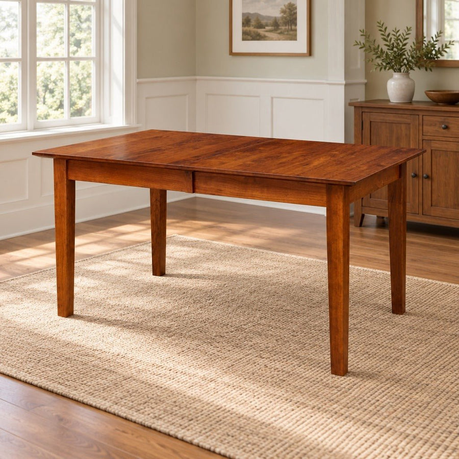 Amish Belleville Shaker Style Solid Wood Extendable Dining Table