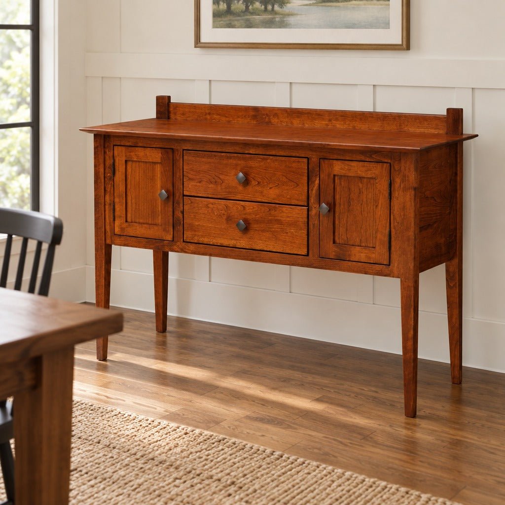 Amish Belleville Shaker Style Solid Wood Sideboard with 2 Doors and 2 Drawers