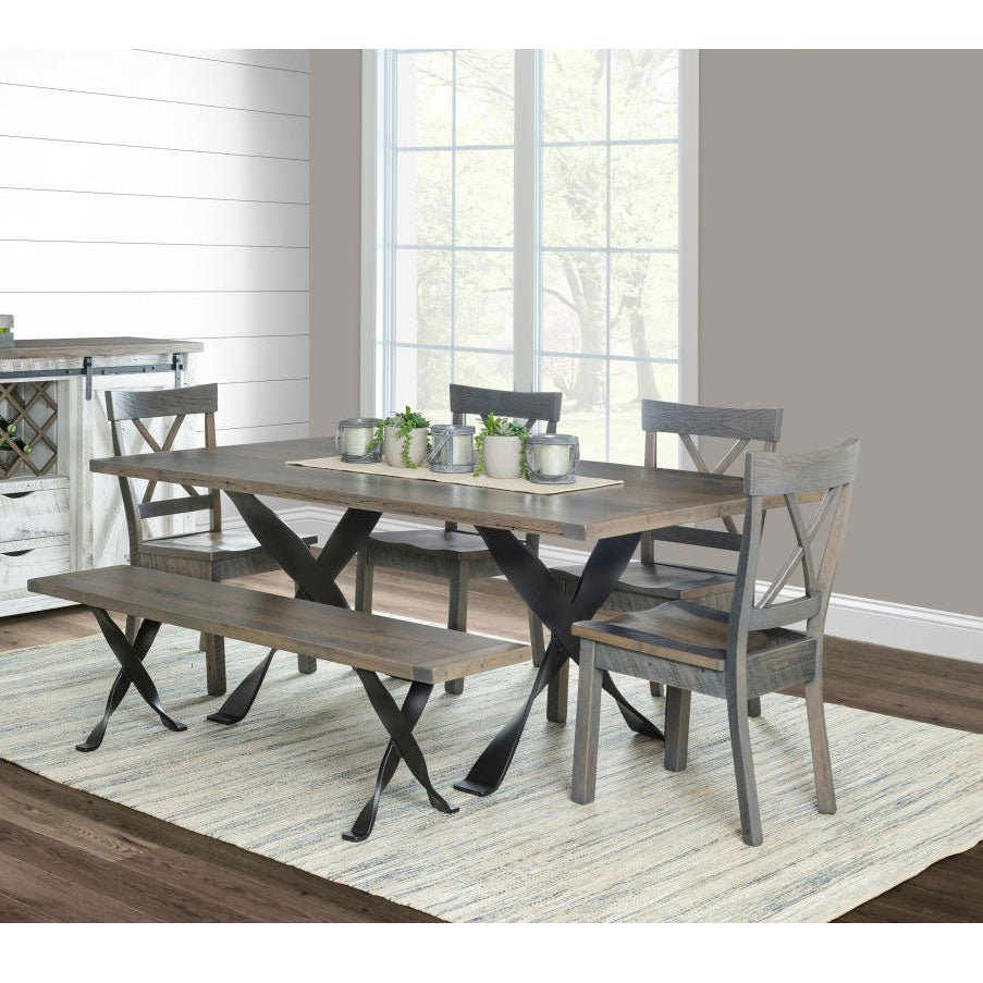 Amish Brandywine Rustic Barnwood Dining Trestle Table Set - snyders.furniture