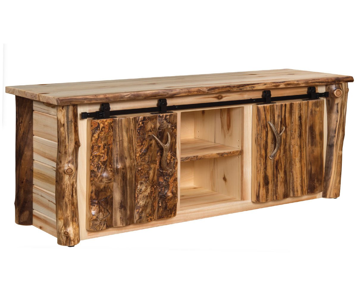 Amish Bryce Log Barn Door Entertainment Center