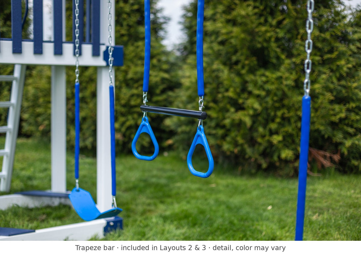 Trapeze bar detail – included in Layouts 2 & 3 of the Chapman Vinyl Playset & Swing Set Kit