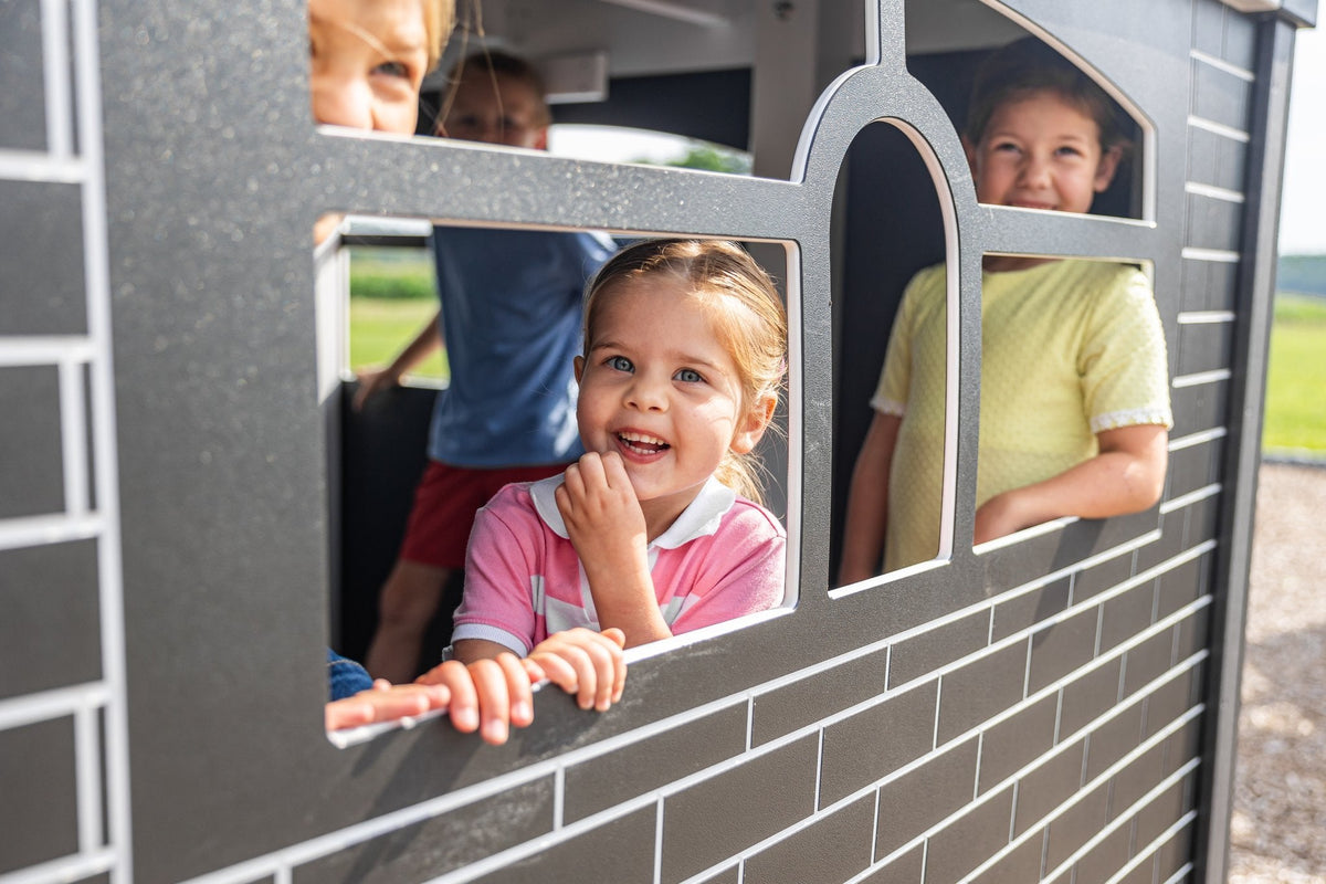 Chapman Vinyl Playset & Swing Set Kit – real-world photo (configuration and colors may differ from the layouts offered)