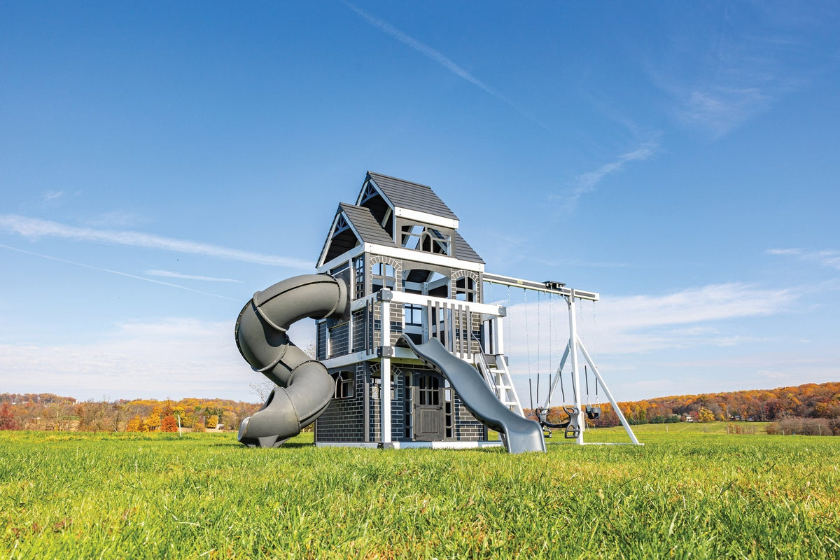 Chapman Vinyl Playset & Swing Set Kit – real-world photo (configuration and colors may differ from the layouts offered)