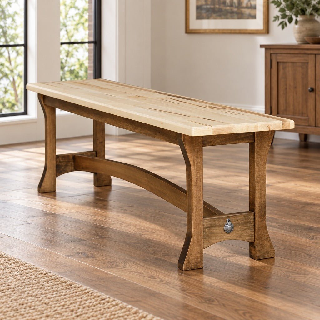 Amish Charm Transitional Solid Wood 5 ft Dining Bench