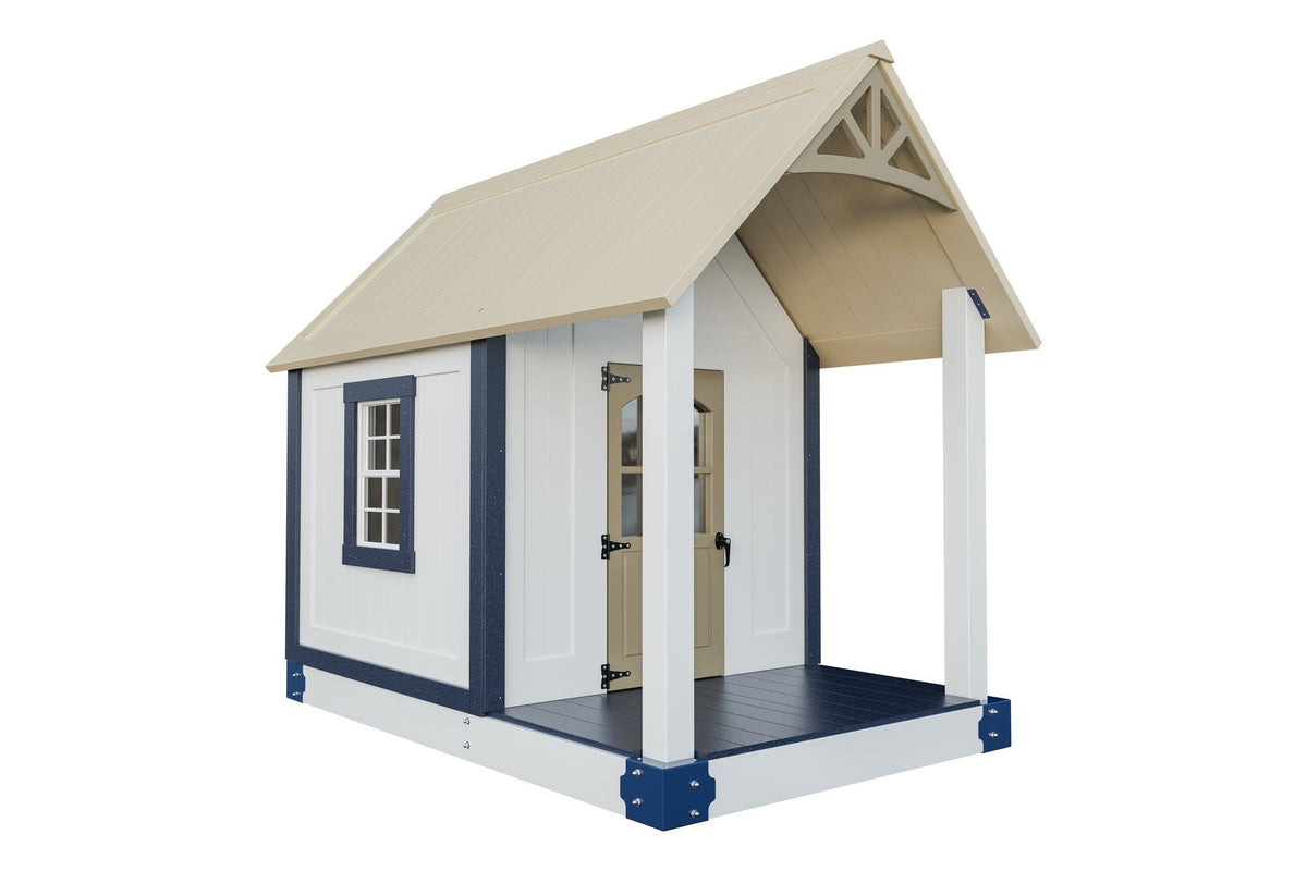 Amish Churchill Vinyl Playset & Swing Set Kit – Layout 3, White with Blue accents