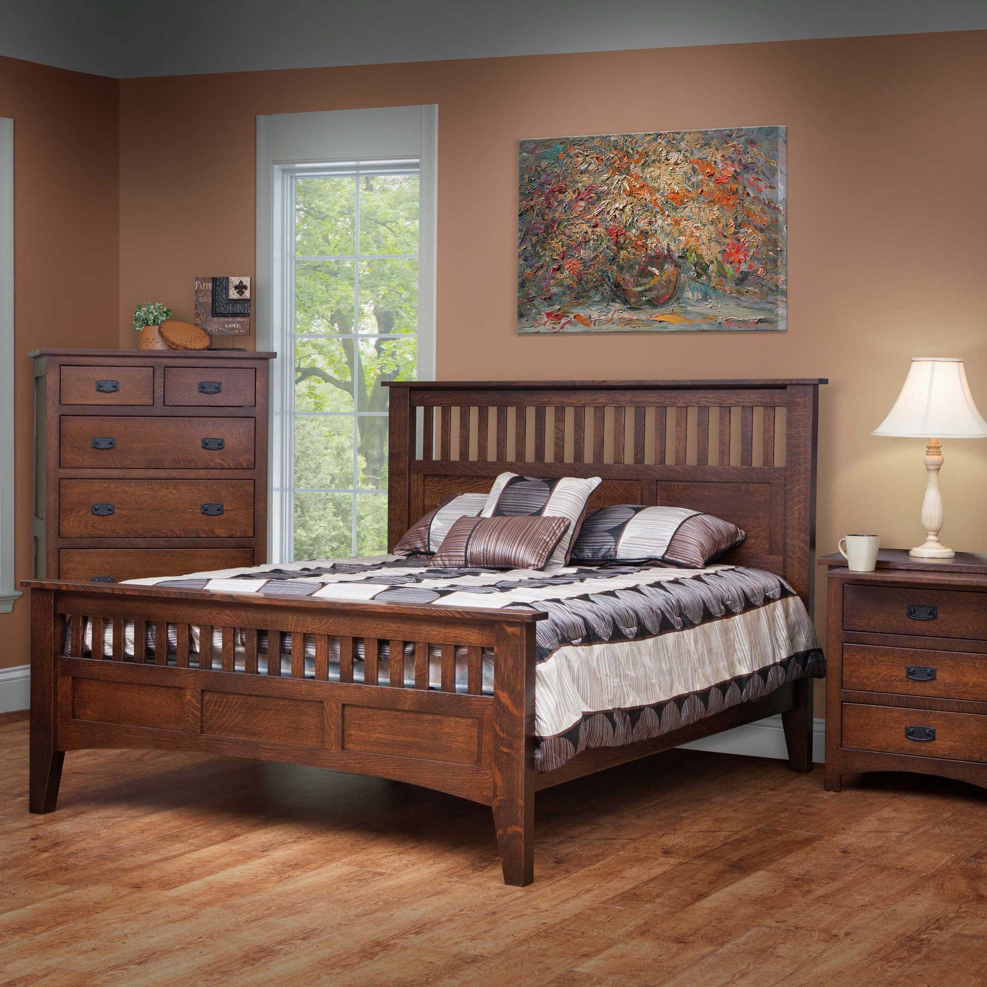Amish Classic Mission 3pc Rustic Quartersawn White Oak Bedroom Set - snyders.furniture