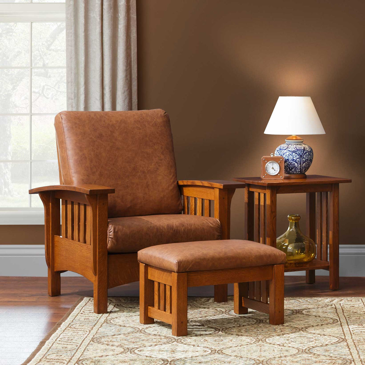 Amish Classic Mission Morris Chair & Ottoman Set