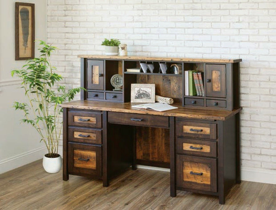 Amish Clymer Farmhouse Reclaimed Wood Computer Hutch