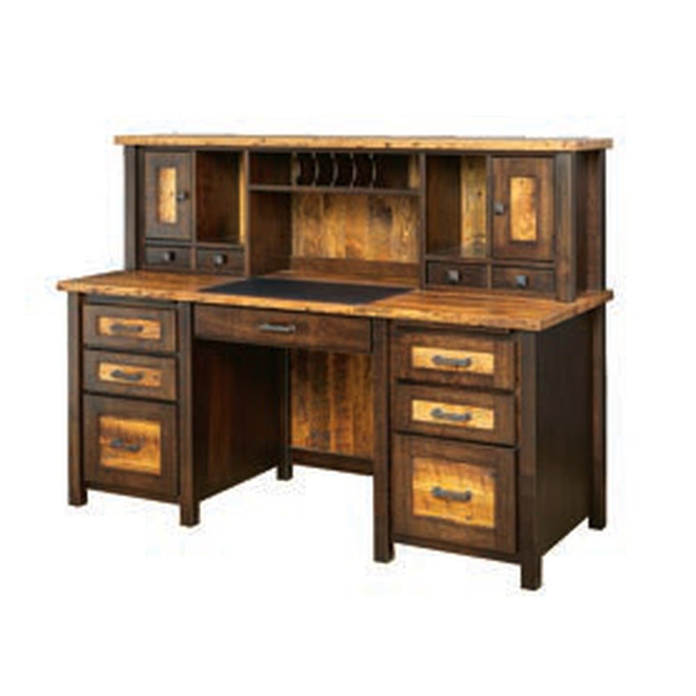 Amish Clymer Farmhouse Reclaimed Wood Computer Hutch