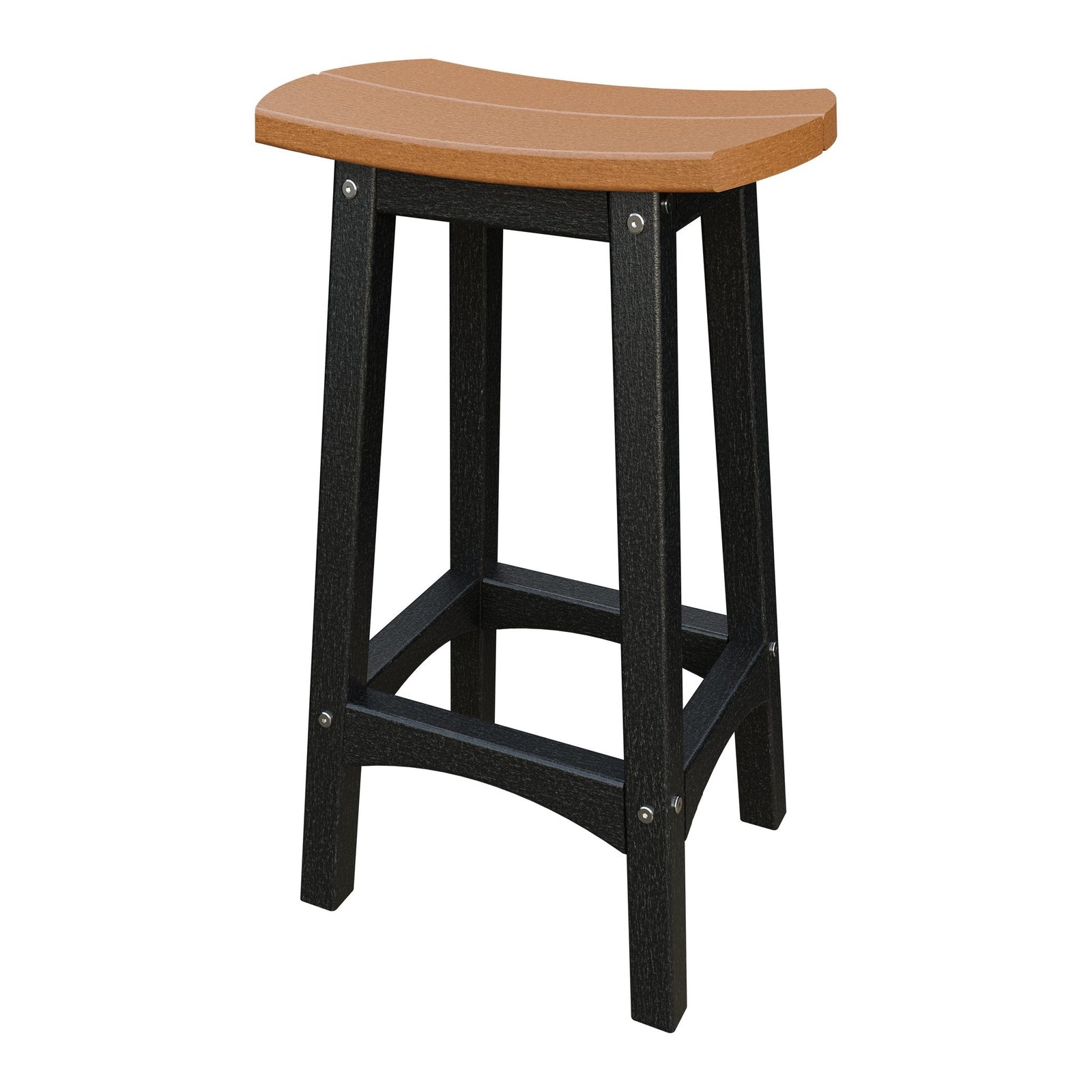 Amish Coastal Fanback Patio Barstool in Cedar & Black