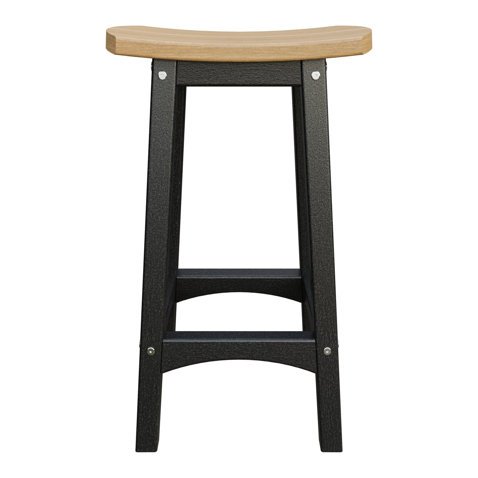 Amish Coastal Fanback Patio Barstool in Cedar & Black