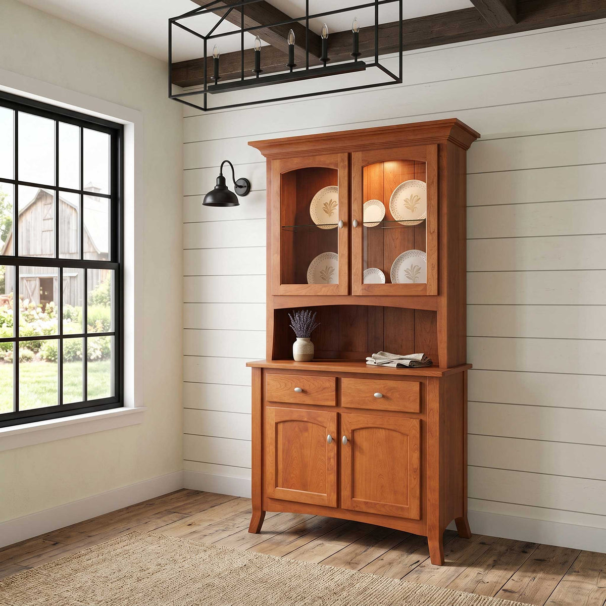 Amish Concord 2-Door Solid Wood Dining Hutch