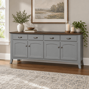 Amish Concord 4-Door Solid Wood Buffet shown in the dining room of a transitional home