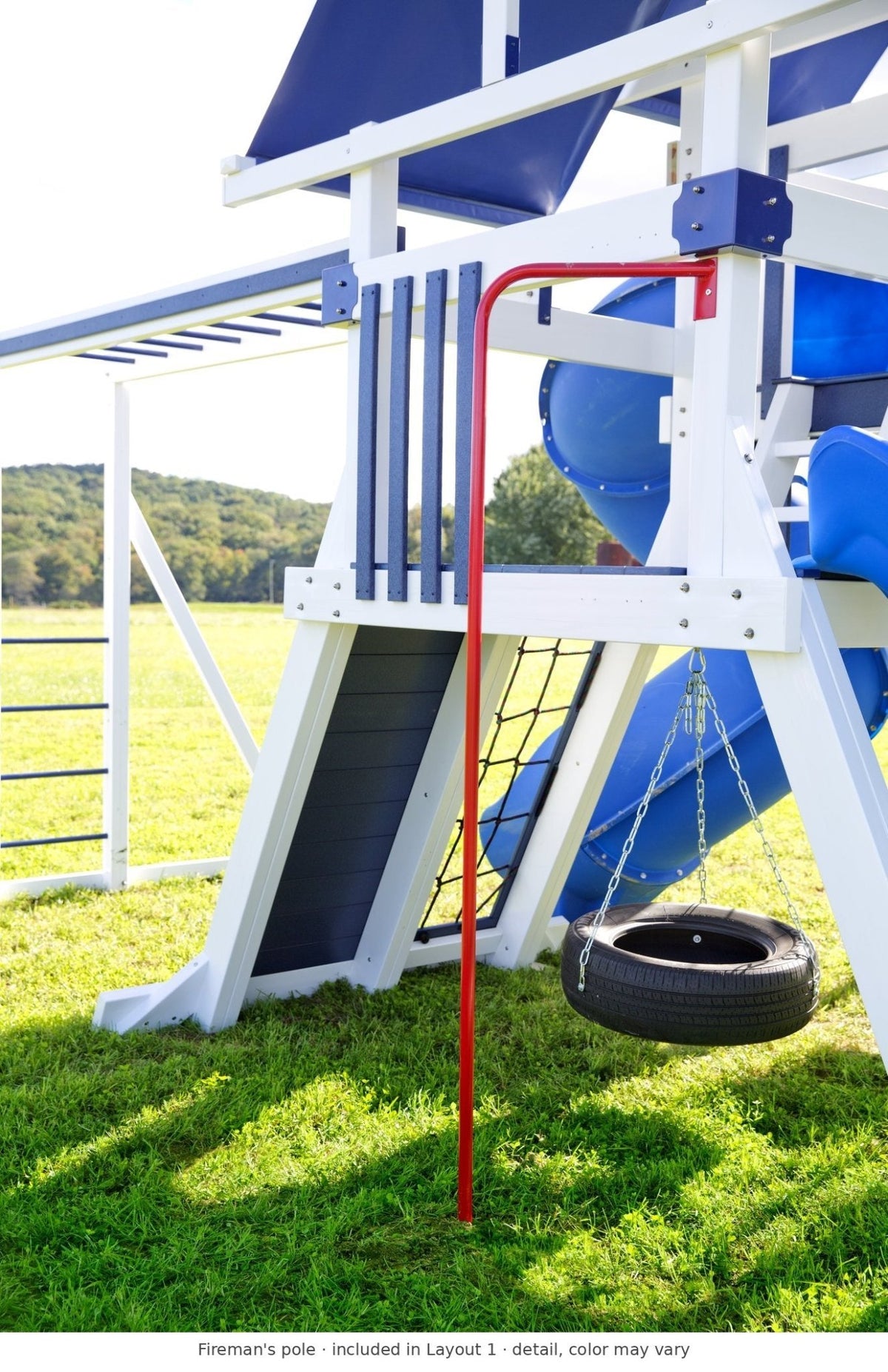 Fireman's pole detail – included in Layout 1 of the Concord Vinyl Playset & Swing Set Kit