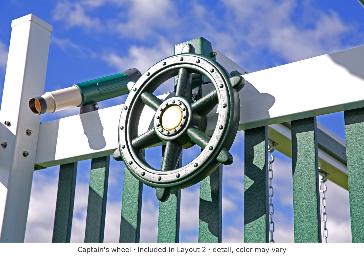 Captain's wheel detail – included in Layout 2 of the Concord Vinyl Playset & Swing Set Kit