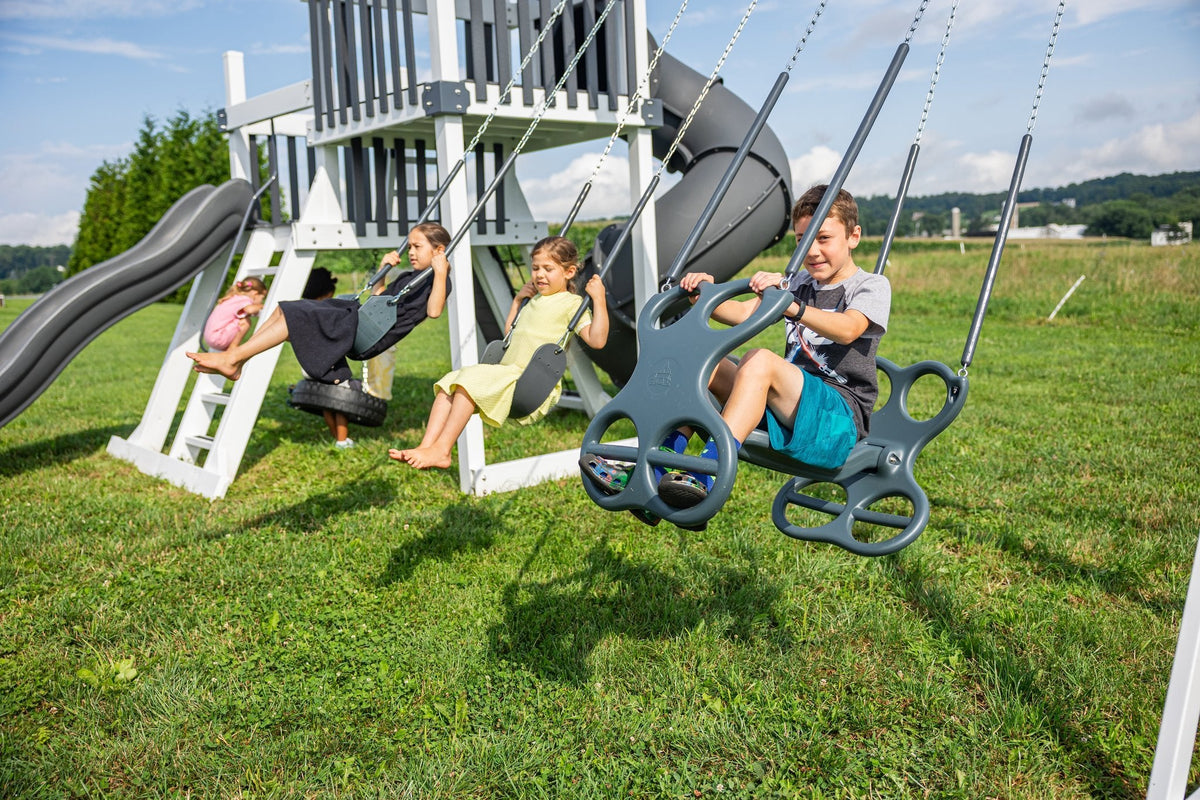 Concord Vinyl Playset & Swing Set Kit – real-world photo (configuration and colors may differ from the layouts offered)