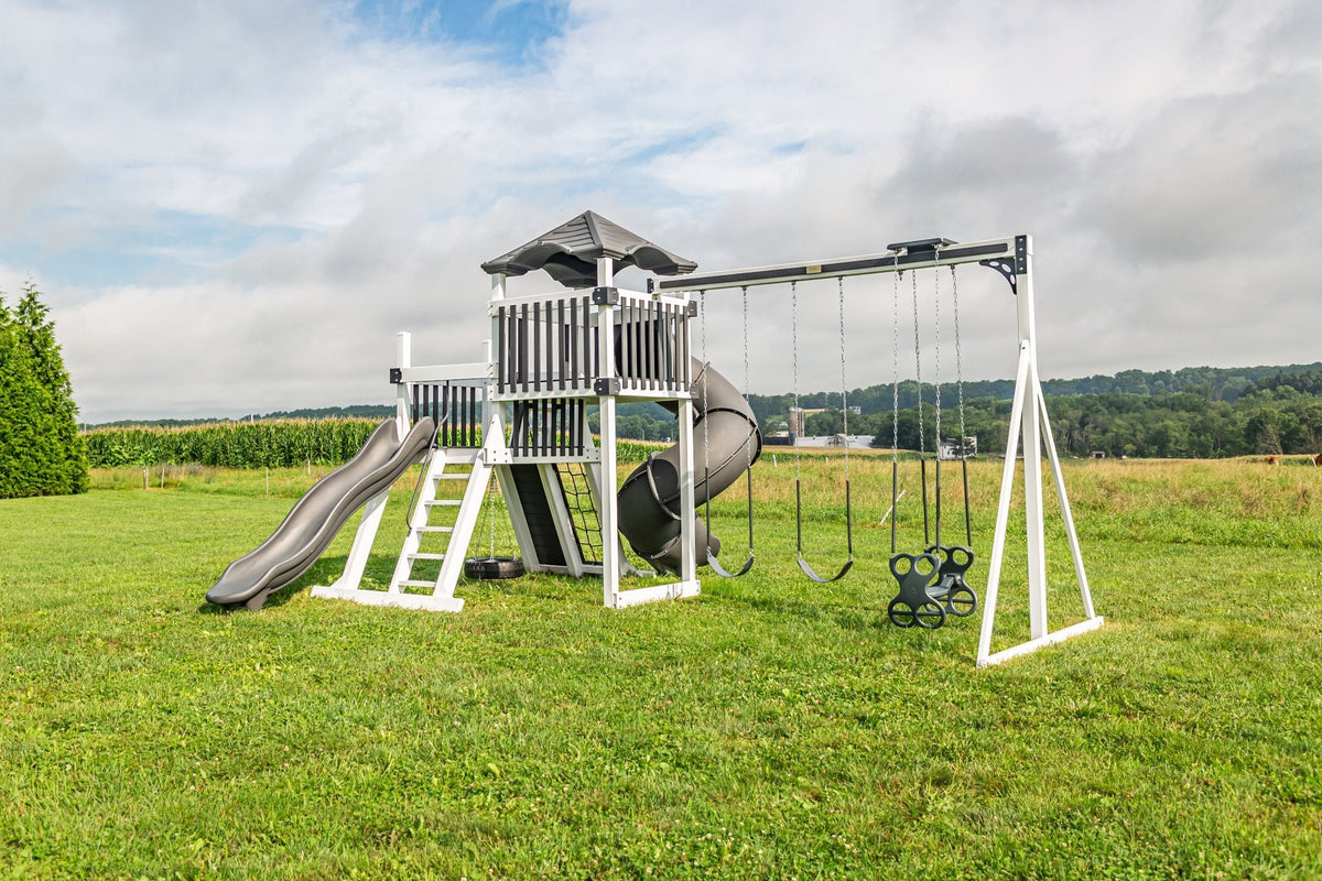 Concord Vinyl Playset & Swing Set Kit – real-world photo (configuration and colors may differ from the layouts offered)