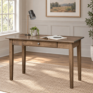 Amish Craftsman Shaker Writing Desk shown in the home office of a transitional home