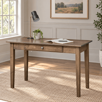 Amish Craftsman Shaker Writing Desk shown in the home office of a transitional home