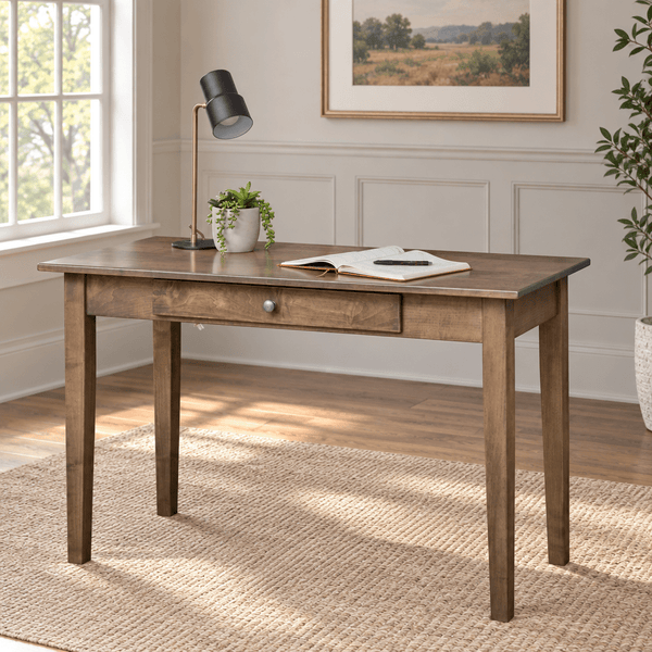 Amish Craftsman Shaker Writing Desk shown in the home office of a transitional home