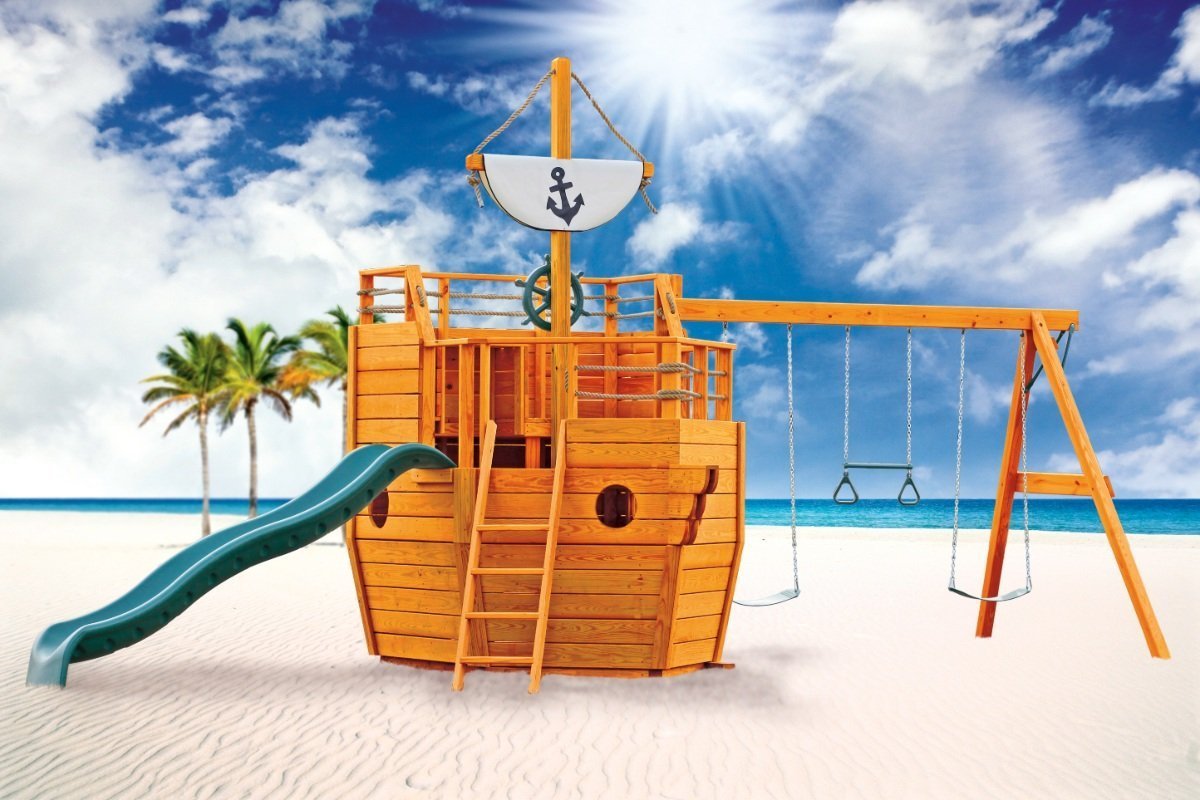 Cutter Wooden Swing Set & Playset Kit – real-world photo (configuration and colors may differ from the layouts offered)
