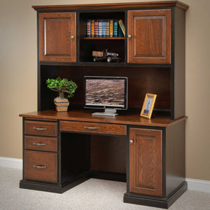 Amish Danville Traditional Solid Wood Computer Desk with Hutch