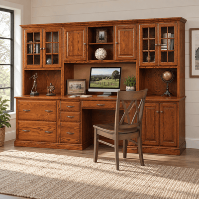 Amish Danville Traditional Solid Wood Office Group shown in the home office of a modern farmhouse home