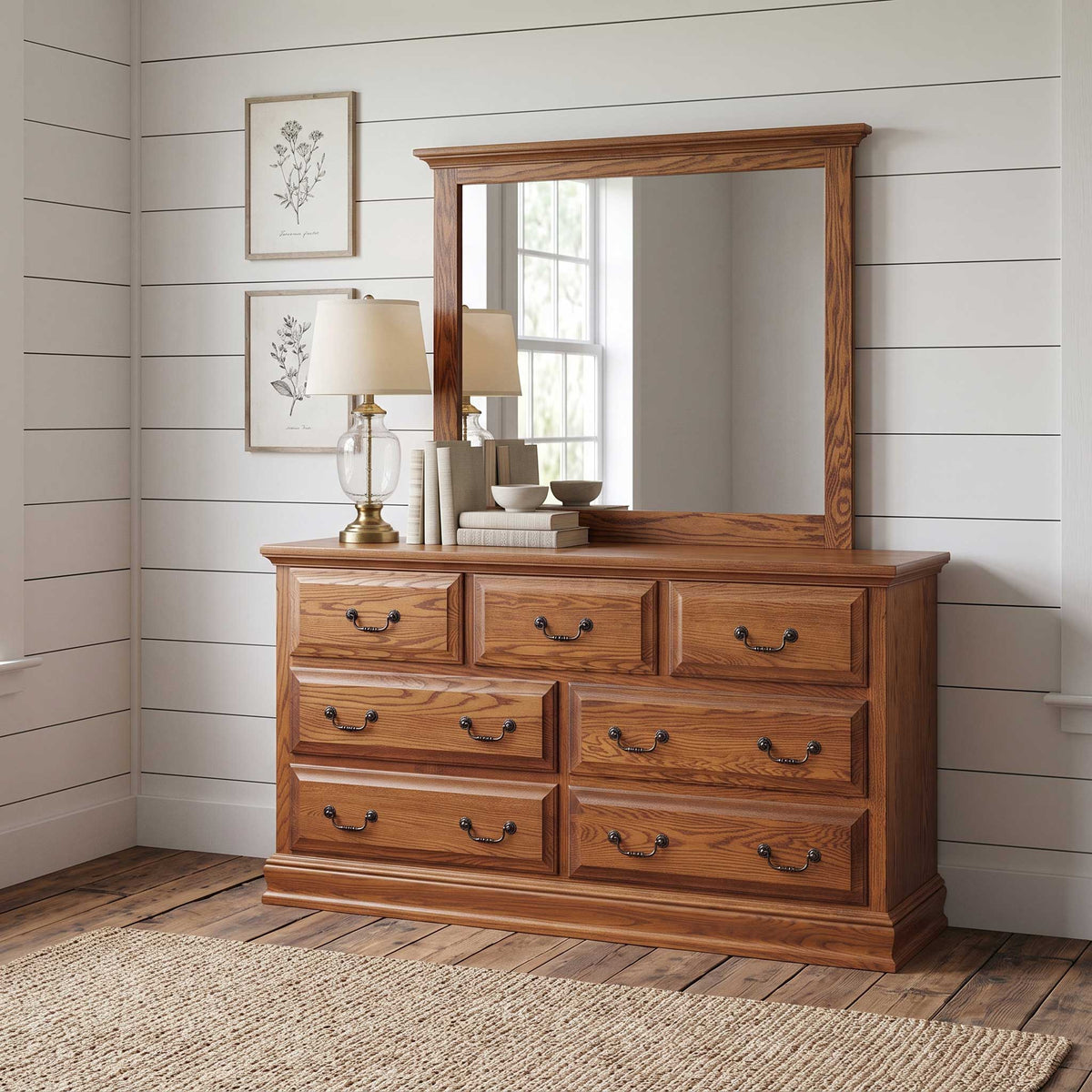 Cómoda Eden Amish de madera maciza Royal de 63" y 7 cajones