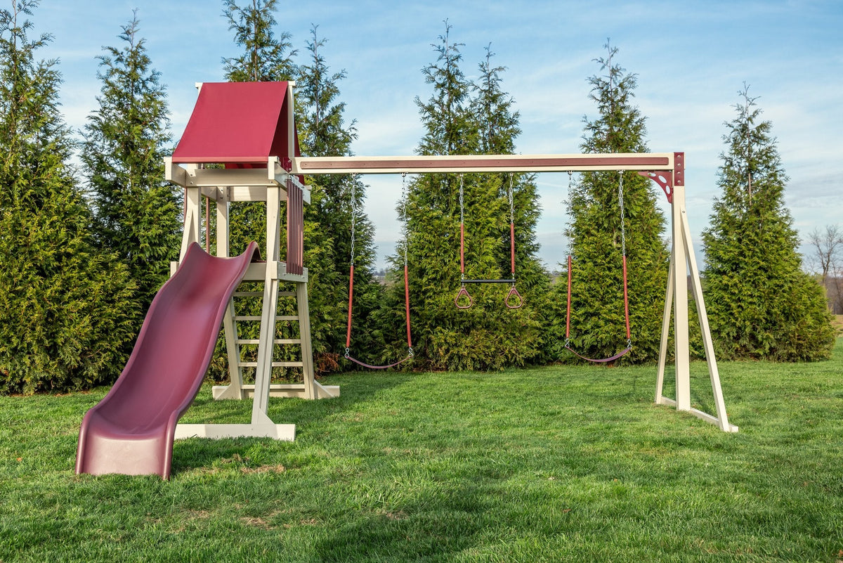 Elkhorn Vinyl Playset & Swing Set Kit – real-world photo (configuration and colors may differ from the layouts offered)