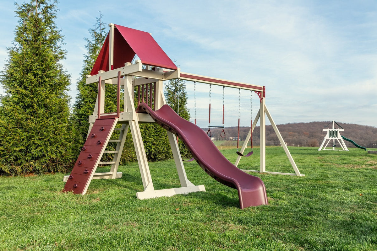 Elkhorn Vinyl Playset & Swing Set Kit – real-world photo (configuration and colors may differ from the layouts offered)