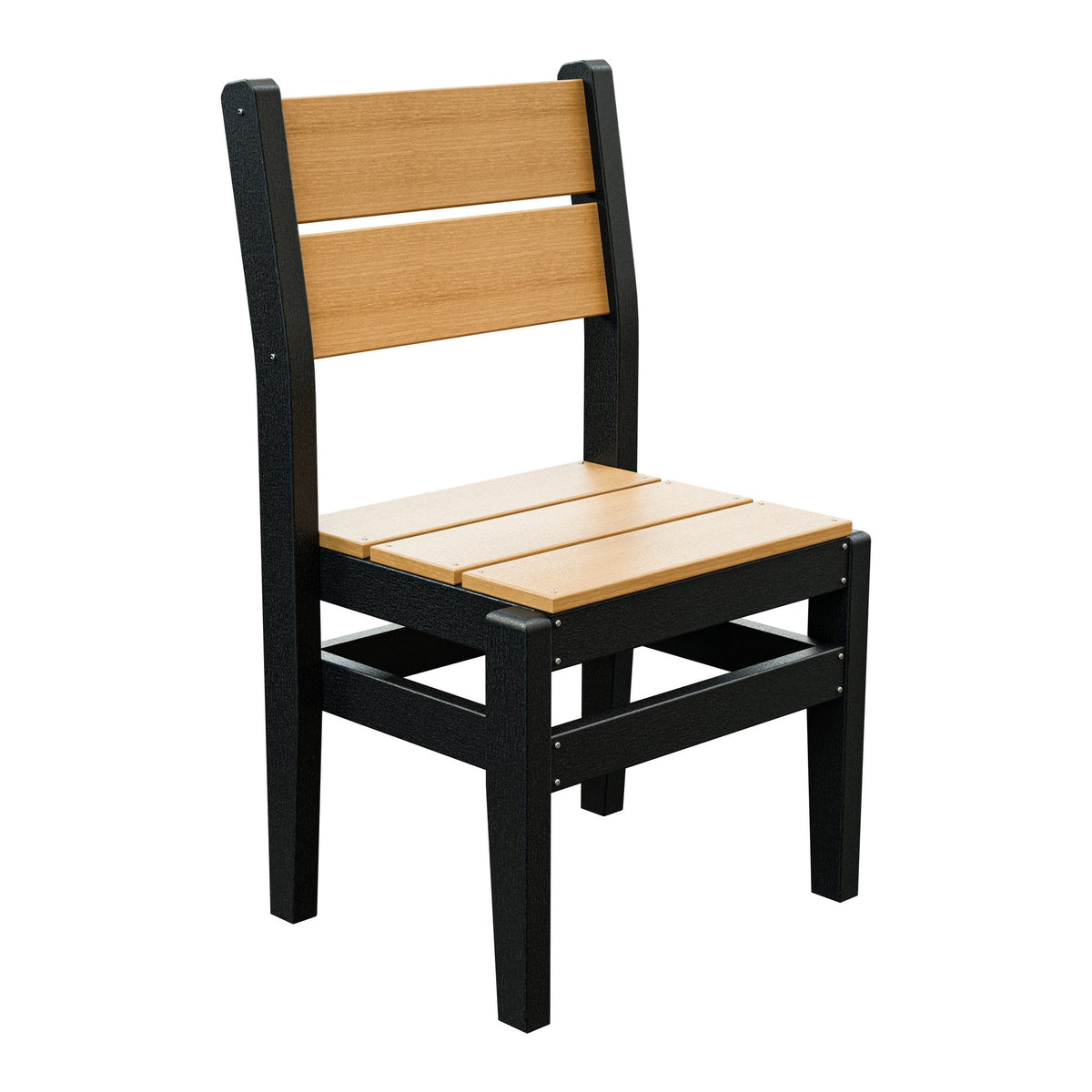 Amish Everyday Value Poly Dining Side Chair in Natural Teak & Black