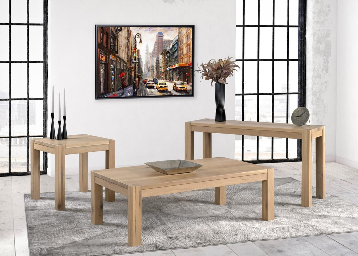 Amish Exeter 4pc Natural White Oak Living Room Table Set - snyders.furniture