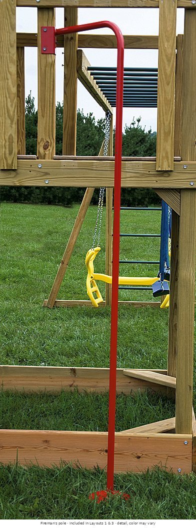 Fireman's pole detail – included in Layouts 1 & 3 of the Expedition Wooden Swing Set & Playset Kit