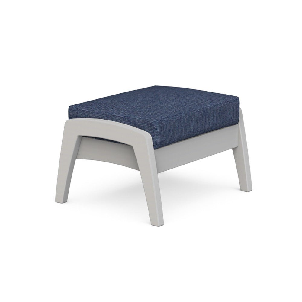 Fernandina poly ottoman with navy cushion