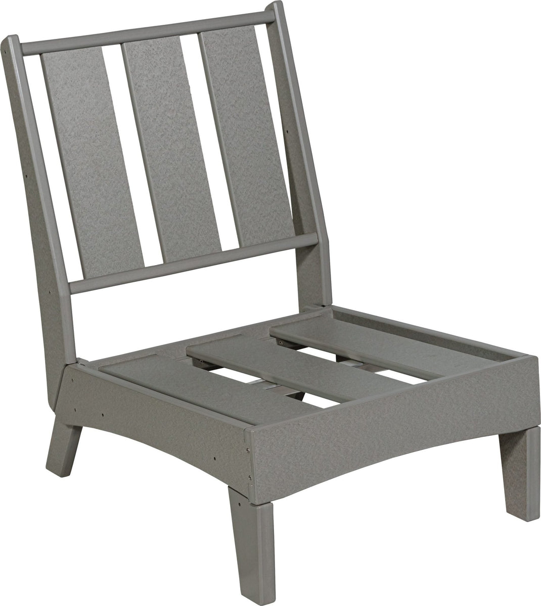 Fernandina poly armless sectional center frame, gray, product shot (cushion not shown)