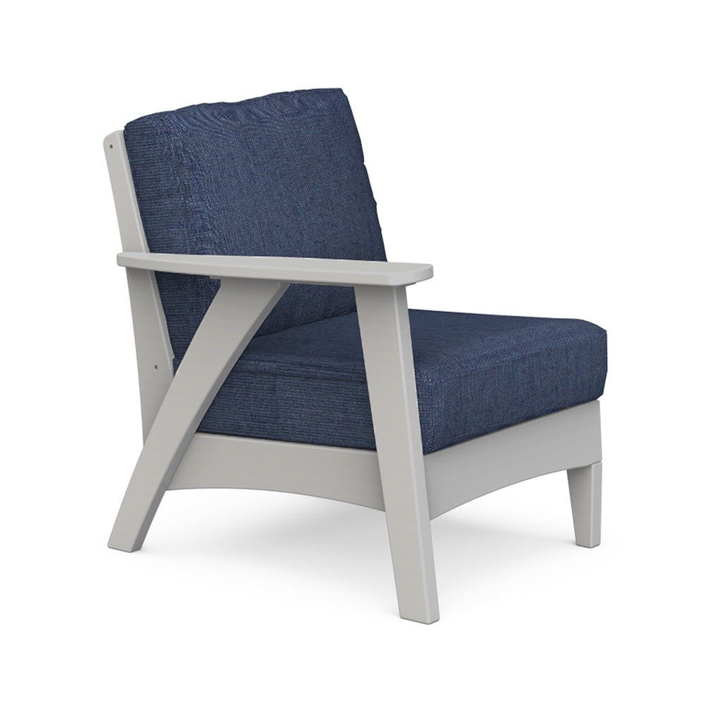 Fernandina sectional left end piece with one arm and navy cushion