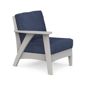 Fernandina sectional left end piece with one arm and navy cushion