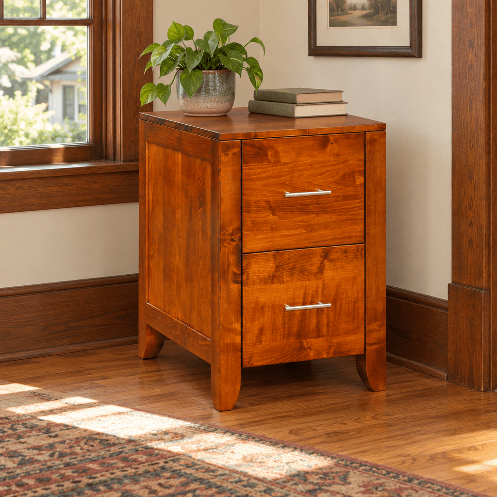 Amish File Cabinet shown in the home office of a craftsman bungalow home