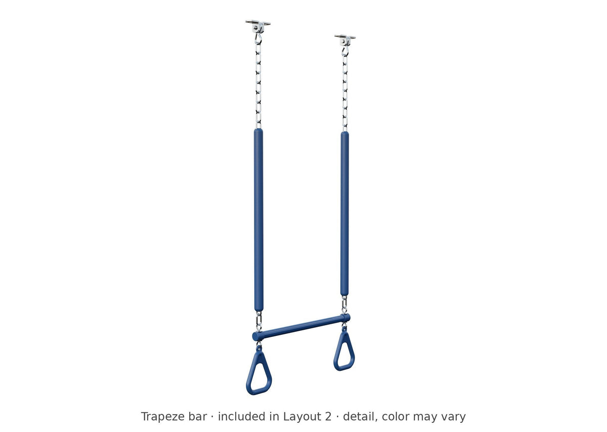 Trapeze bar detail – included in Layout 2 of the Jefferson Wooden Swing Set & Playset Kit