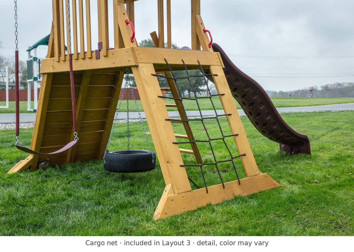 Cargo net detail – included in Layout 3 of the Jefferson Wooden Swing Set & Playset Kit