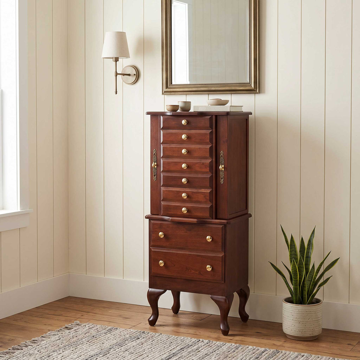 Amish Traditional Queen Anne Solid Wood Jewelry Armoire