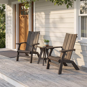 Kent Island poly Grandpa (raised) Adirondack chairs, coastal gray, front porch - lifestyle (other pieces sold separately)